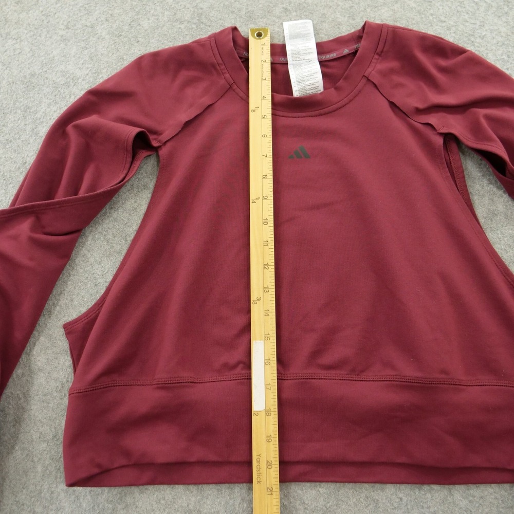 Adidas Sweatshirt Womens Large Red Performance Power Aero Ready Crop Cover Up - Picture 11 of 16